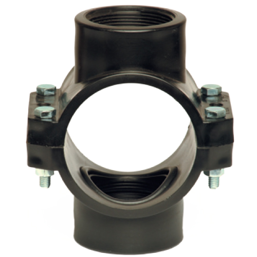PP Klemmverbinder Typ UNIDELTA f&uuml;r PE Rohre, Anbohrschelle doppelt, ohne Verst&auml;rkungsring